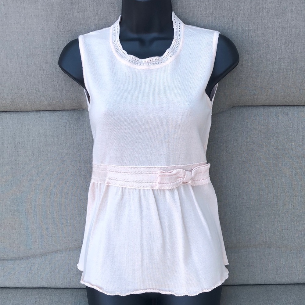 VALENTINO Italian Made Sleeveless Sweater with Bow Detail